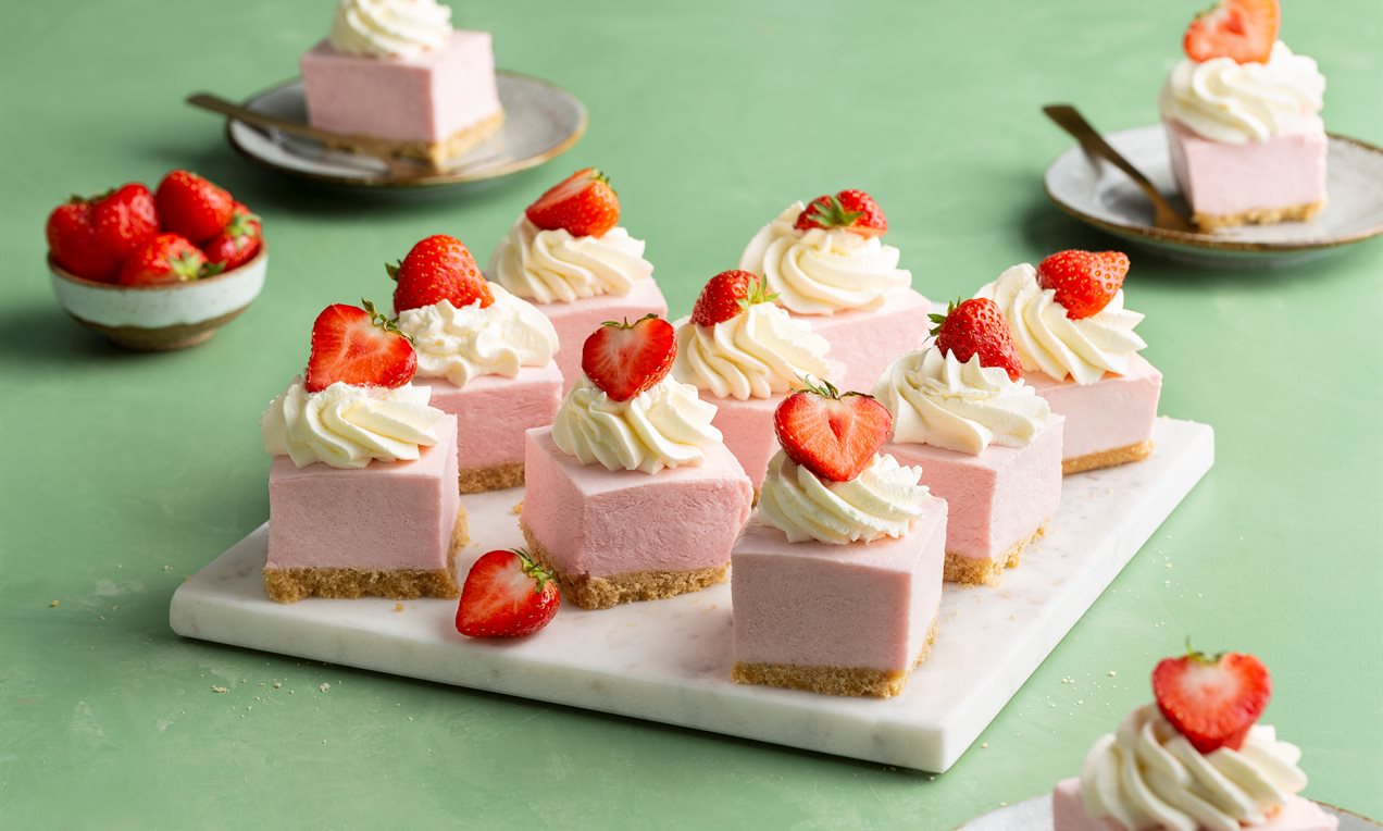 Vegan taart aardbei bites