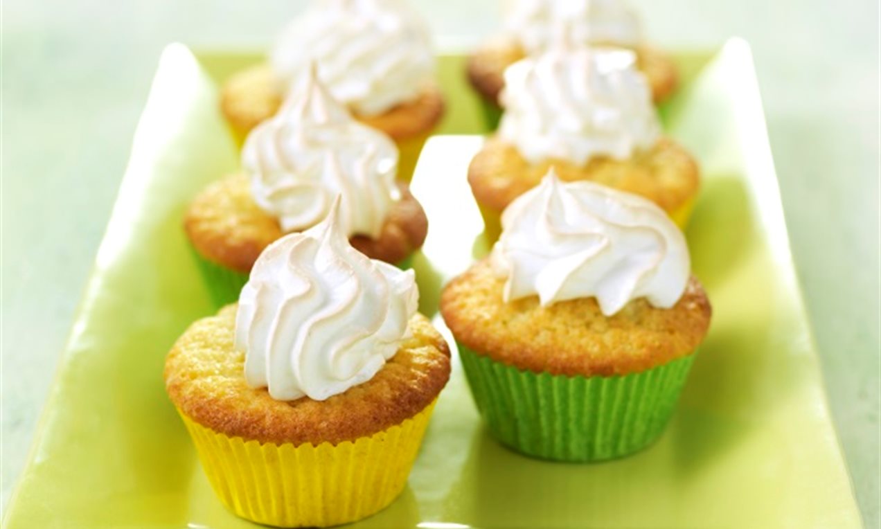 Citroencupcakes met citroen meringue