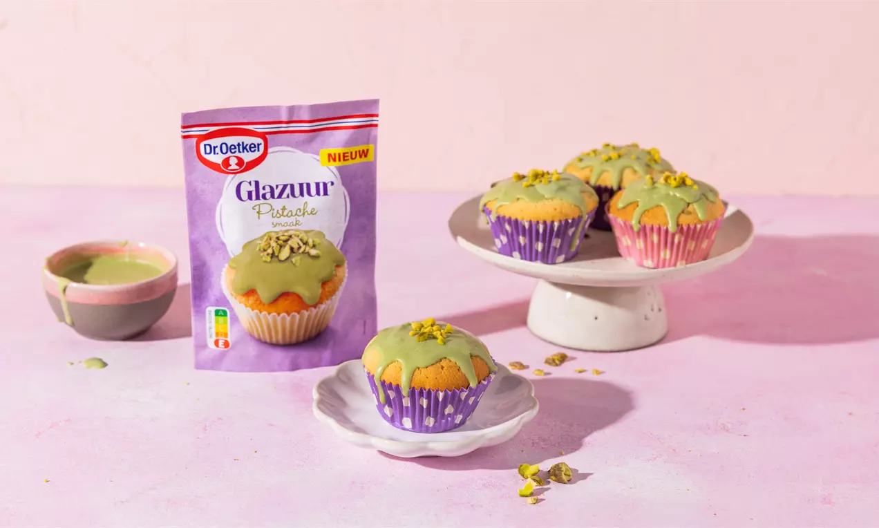 Cupcakes met pistache glazuur
