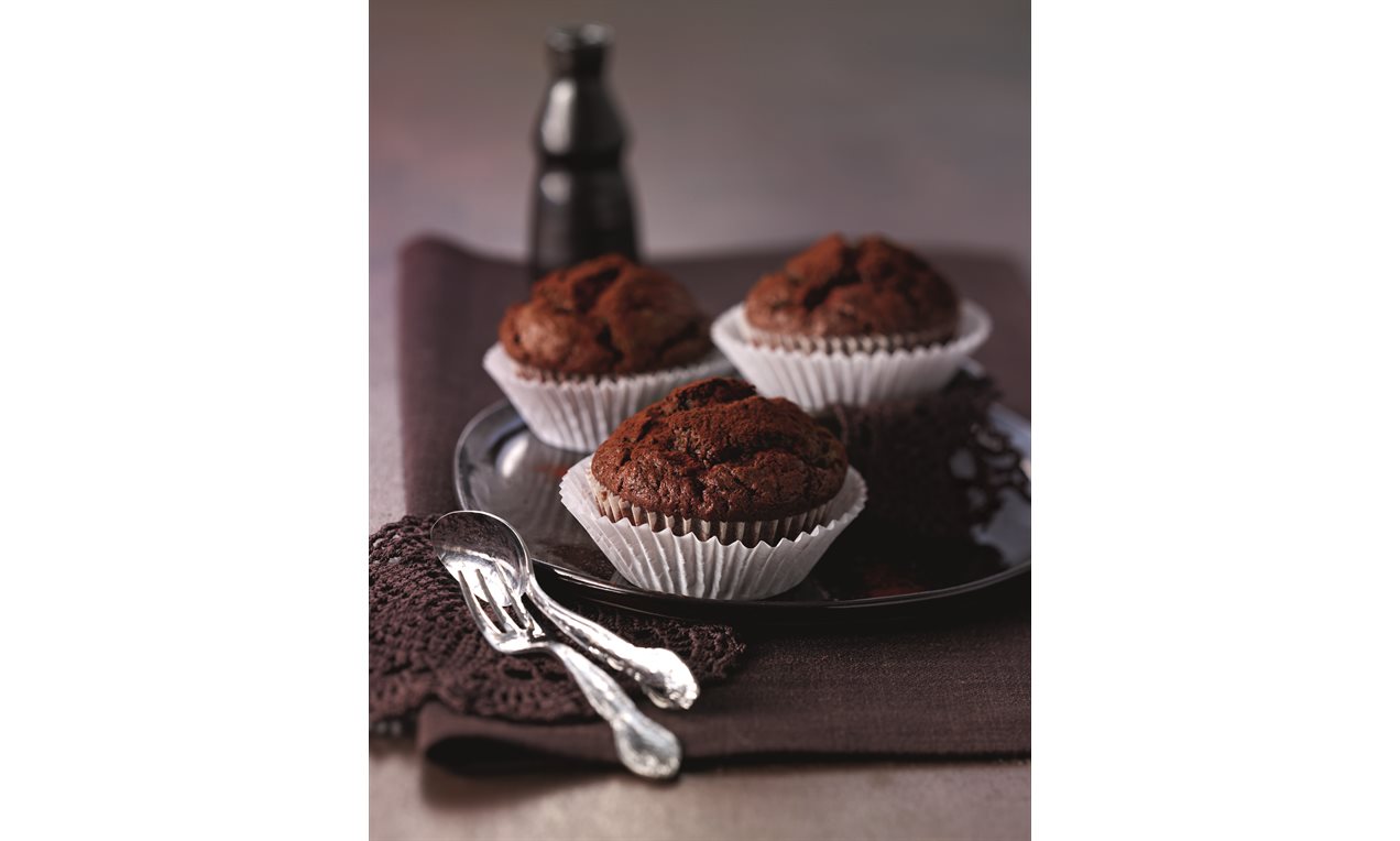 Chocolade-courgette muffins