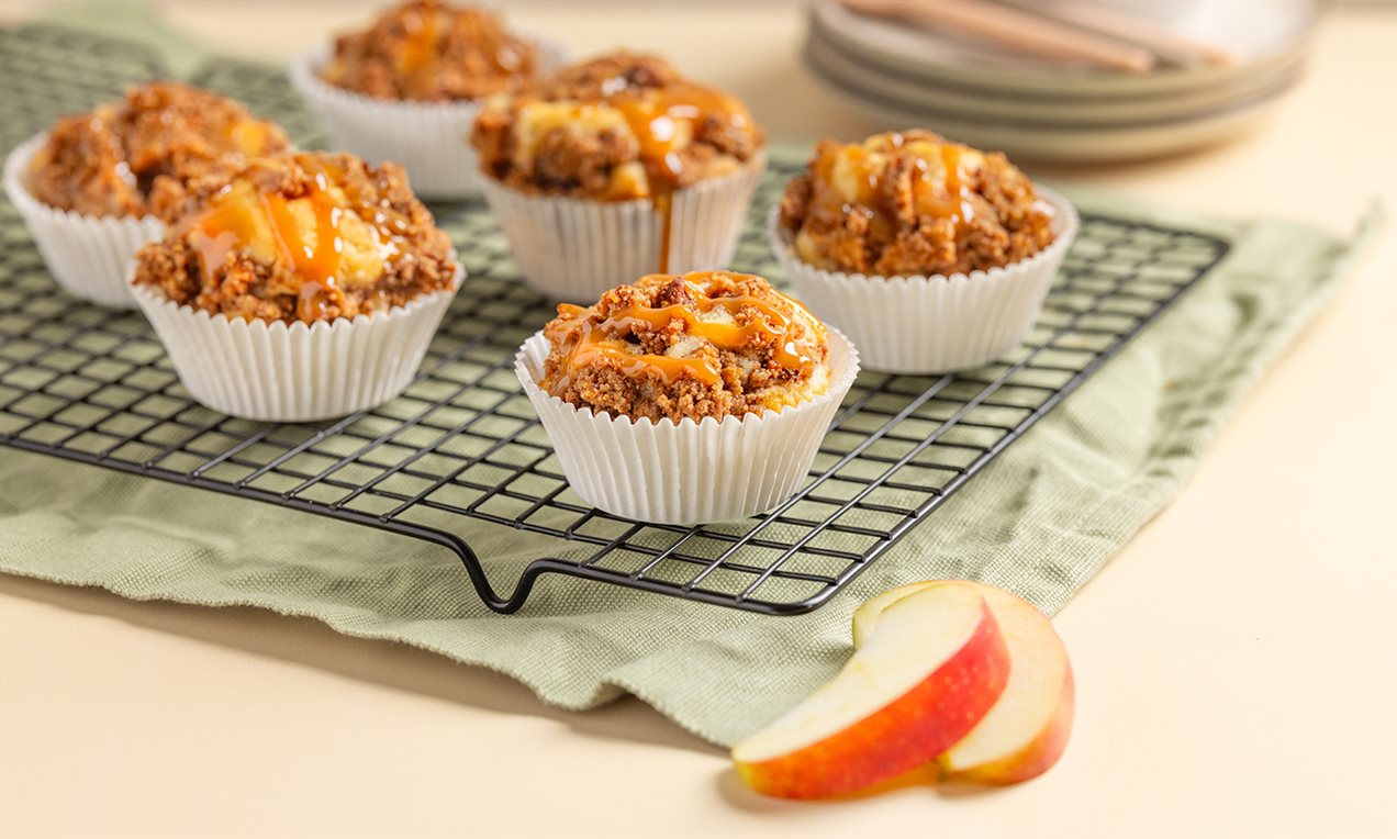 Appelmuffins met speculaas crumble en karamel