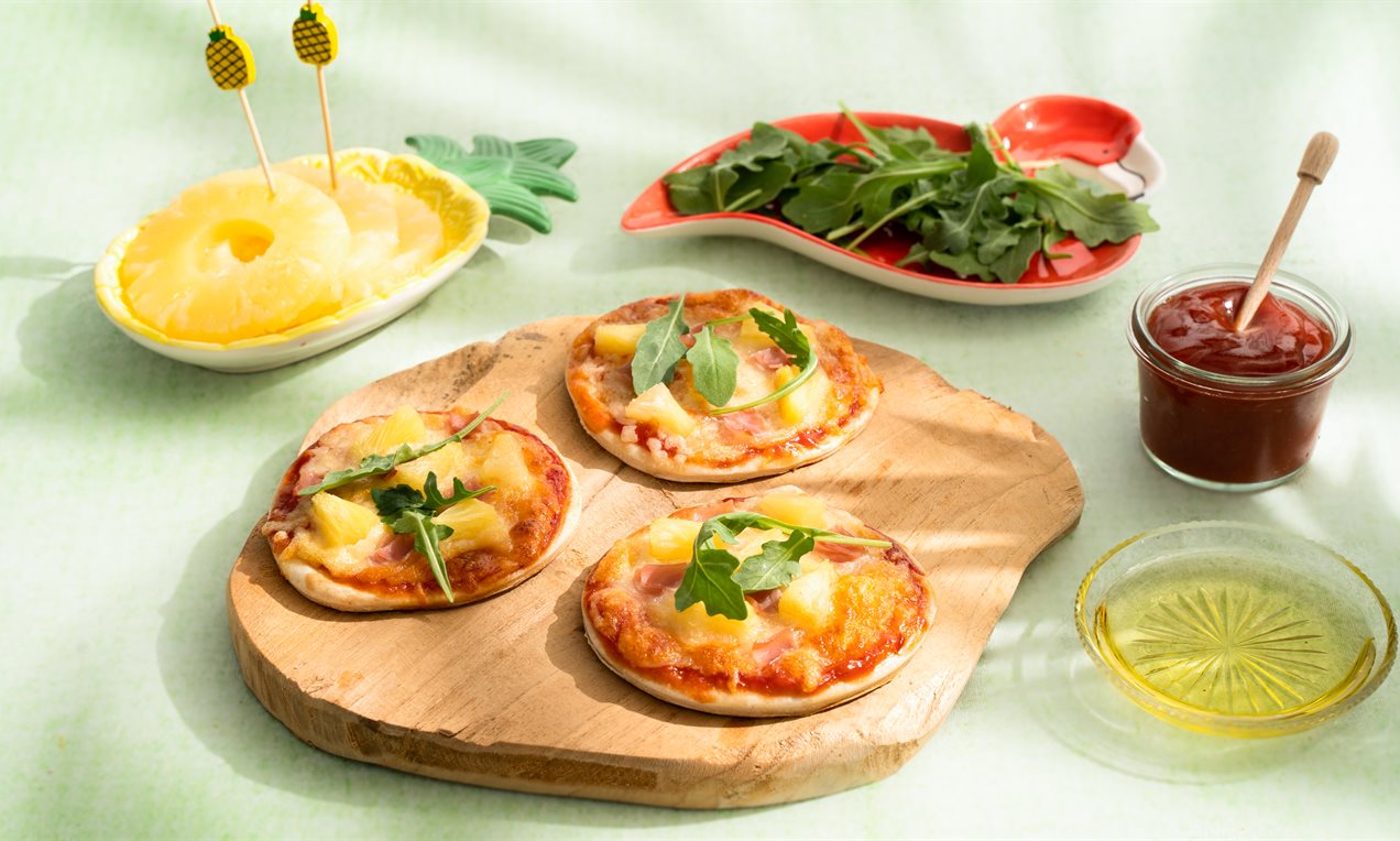 Mini ananas-hampizza's