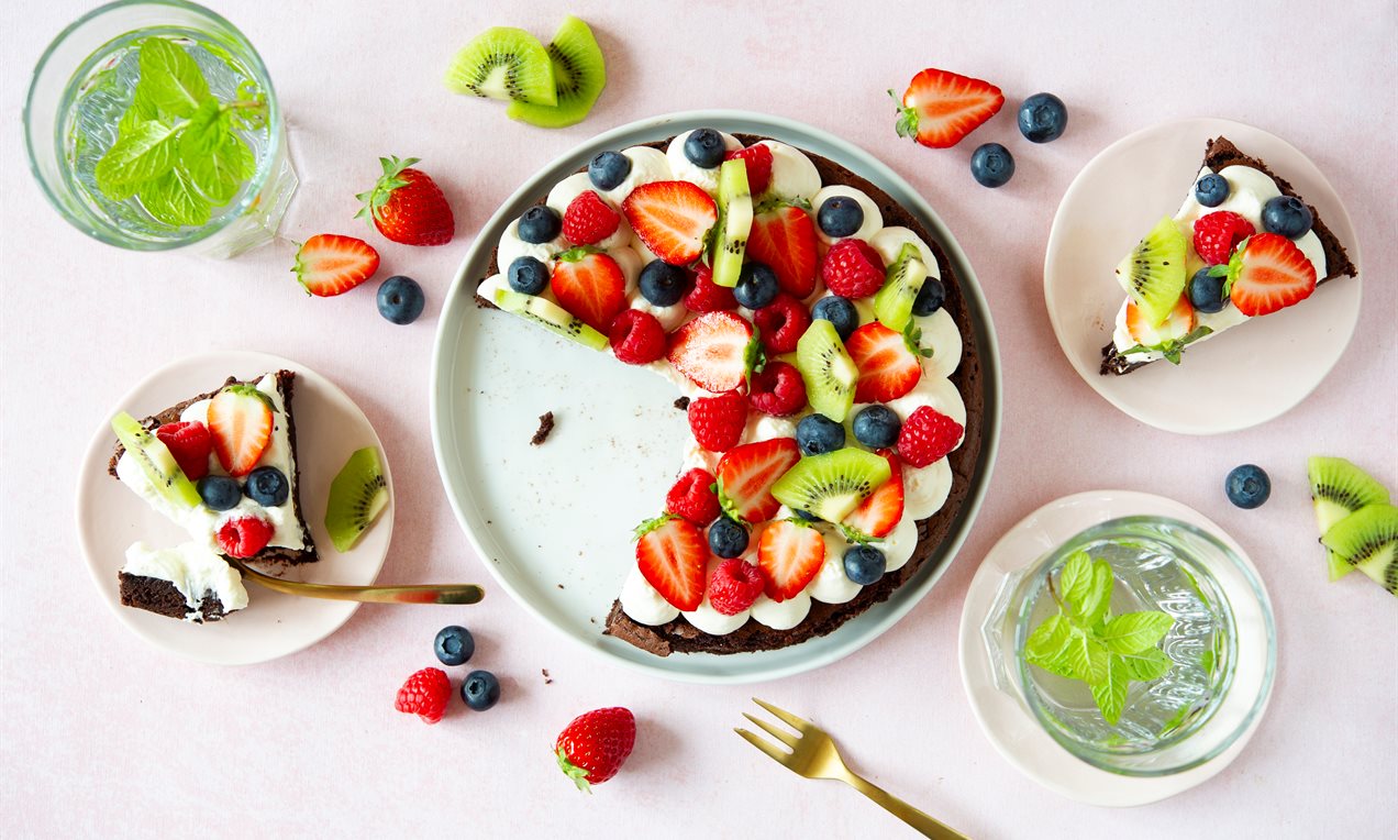 Brownie met fruit