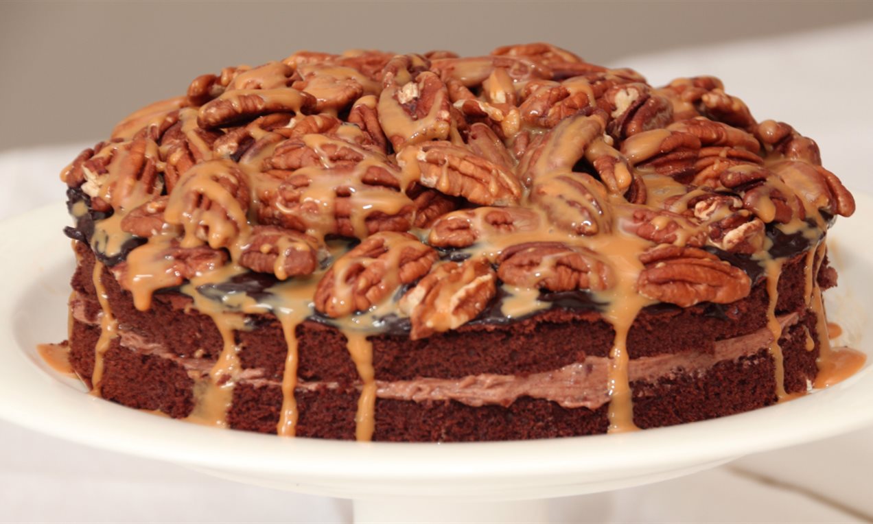 Double Chocolade Pecan Caramel taart